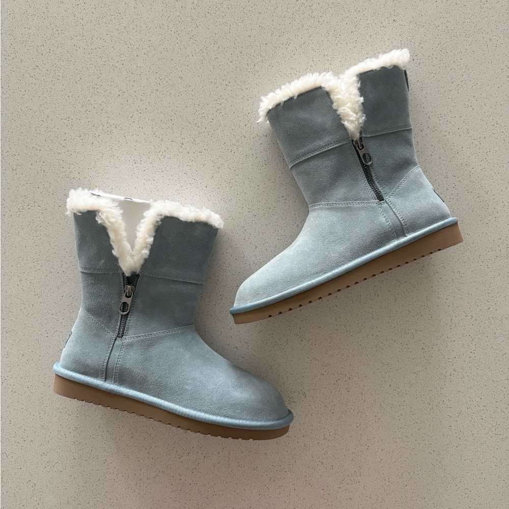 Koolaburra UGG Light Blue Winter Boots with White Fur